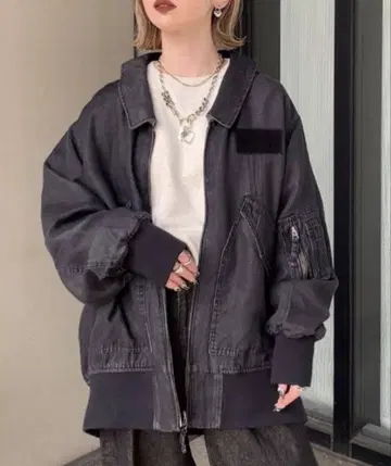 새상품 JEANASIS 리버서블 플라이트 자켓 블랙 x 카키