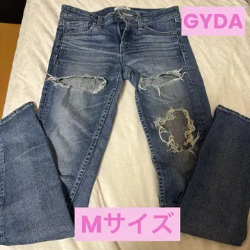 데미지 가공 블루 스키니 데님 M