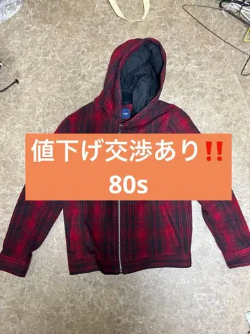 Gap 후드 부착 자켓 L 빨검 체크 80s y2k