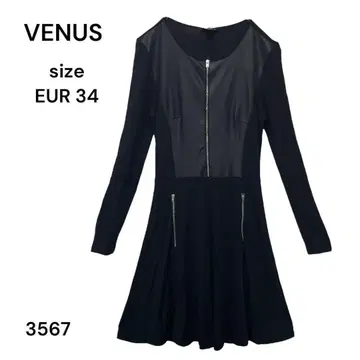 VENUS 비너스 원피스 무릎 기장 EUR 34 긴팔 블랙 스타일리쉬
