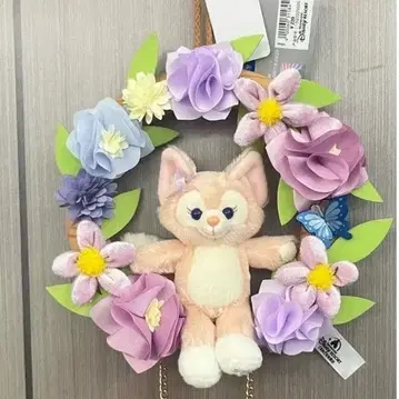 상하이 디즈니 한정판 리나벨 현관문 장식 꽃 리스