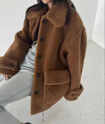 브라운 보아 자켓 오버 사이즈