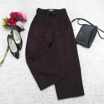 G9621*DES PRES 데프레 울 와이드 캐주얼 팬츠 짙은 갈색