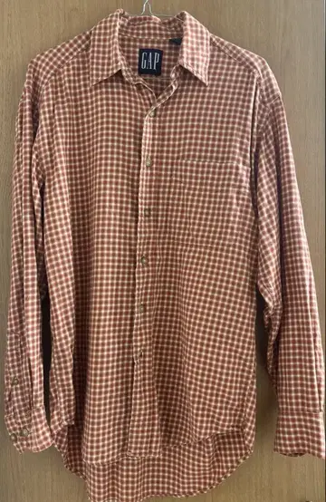 GAP 체크 셔츠 오렌지 아메카지 바이커 구제 의류 빈티지 90s