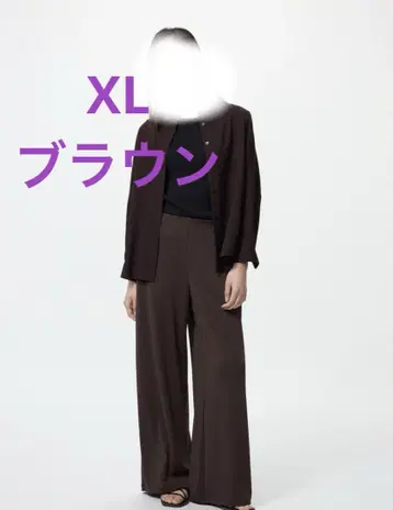 새상품 완판 유니클로 크레이프 저지 스트레이트 팬츠 브라운 XL 미사용