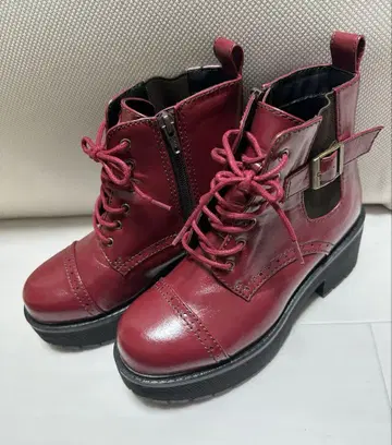 yosuke 빨간색 통굽 부츠 M 사이즈