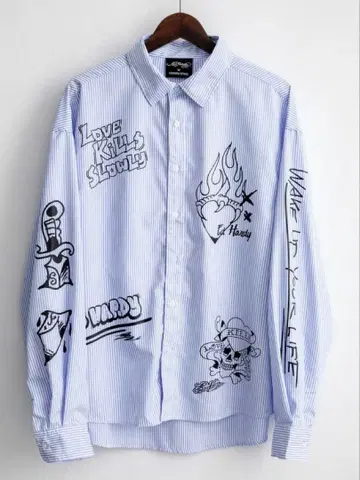 ED HARDY 프린트 긴팔 셔츠