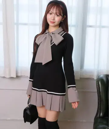 LIPSERVICE 셔츠 도킹 플리츠 원피스 립서비스 블랙