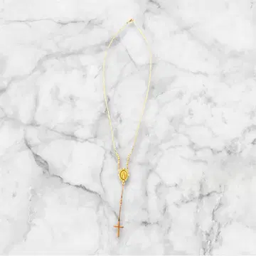 K10YG 십자가 달린 로사리오 목걸이