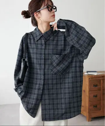 DISCOAD 체크 빅 셔츠