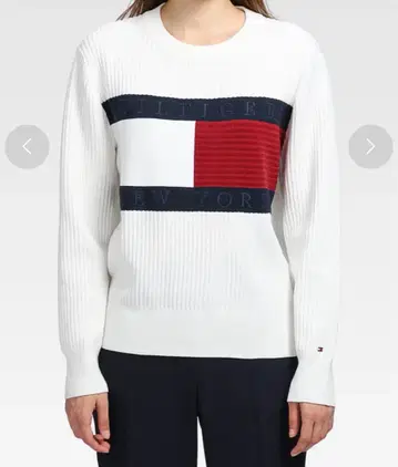 Tommy Hilfiger 플래그 크루넥 코튼 스웨터 [ 남녀 공용 ]
