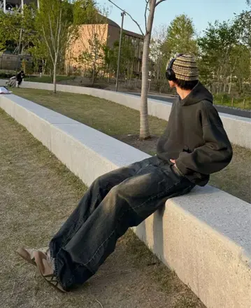 워시드 레트로 데님 팬츠