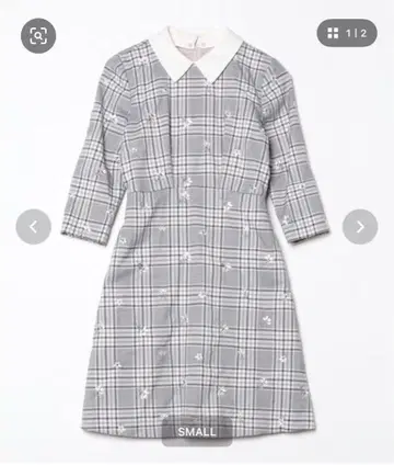JILLSTUART 그레이 체크 무늬 꽃무늬 자수 원피스 S 사이즈