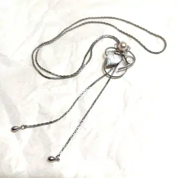 잎과 펄의 실버 목걸이