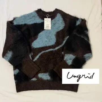 [미사용 새상품] Ungrid 언그리드 샤기 자카드 니트 브라운