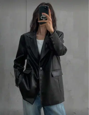 미사용 블랙 가죽 자켓