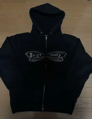 8egreedy 블랙 지퍼 후드티