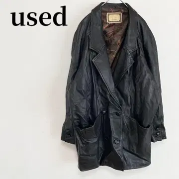 used 구제 의류 가죽 자켓 코트 블랙 아메카지 빈티지 코디