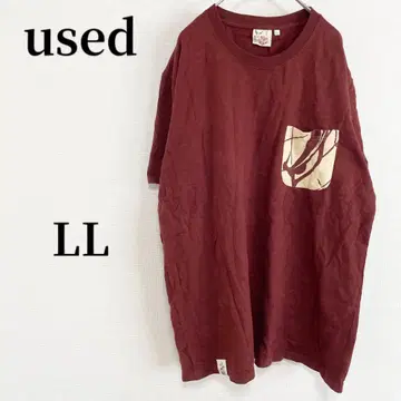 used 구제 의류 일본풍 패턴 T셔츠 크림슨 LL 캐주얼