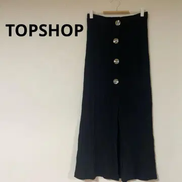 TOPSHOP 블랙 플레어 스커트 블랙 버튼 앞 슬릿 리브 니트