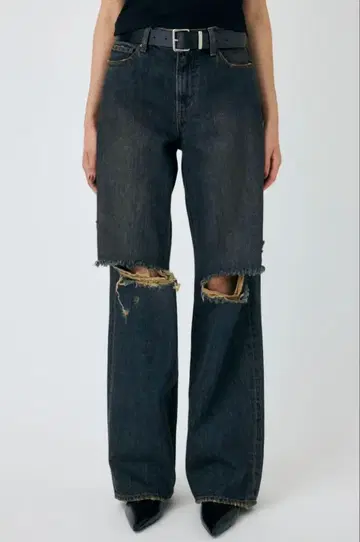 MOUSSY/ KNEE SLIT WIDE 스트레이트 데님