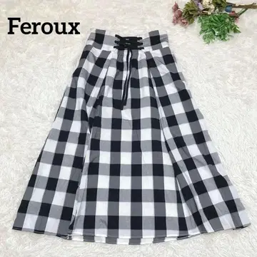 a.1587 [페루/Feroux] 롱 스커트 체크 무늬 모노톤 봄