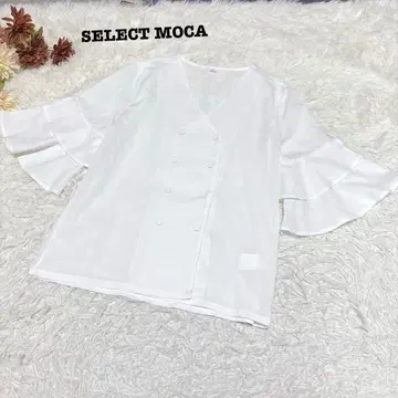 s.1454 [셀렉모카] 7분 소매 블라우스 카슈쿨 프릴 소매 비침 있음