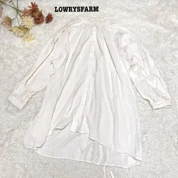 s.1456 [로리즈팜] 긴팔 무릎 기장 셔츠 원피스 화이트 F