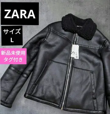 ZARA 무스탕 자켓 인조 가죽 보아 B-3 블랙