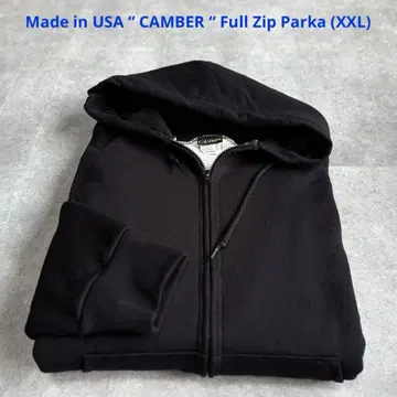 [ 데드스탁 ] 90s USA 제조 캠버 안감 기모 지퍼 후드티 블랙