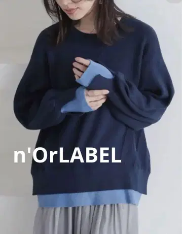 n'OrLABEL 누아르 라벨 절개 긴팔 니트 스웨터 네이비 M L