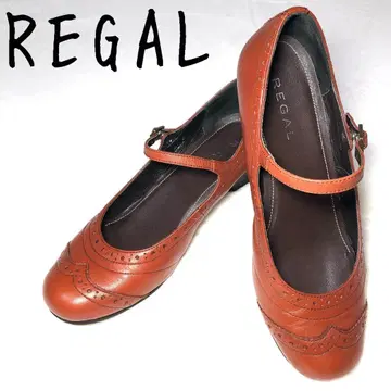 REGAL 22cm 천연 가죽 스트랩 펌프스 메달리온 홍차