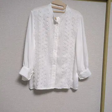 화이트 레이스 셔츠 M