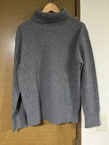 폴스미스 터틀넥 니트 그레이 울 리브 편직