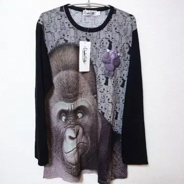 새상품 KUNIO COLLECTION 고릴라 프린트 긴팔 T셔츠 XL