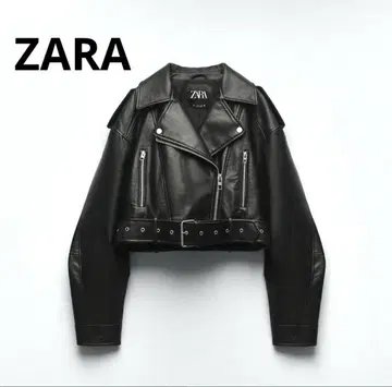ZARA*인조 가죽 크롭 라이더 자켓 블랙 M
