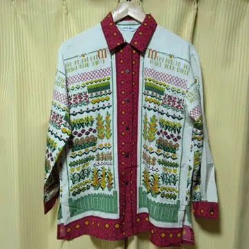 레트로 화단 패턴 블라우스 앤티크