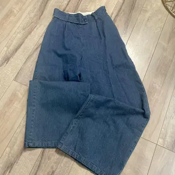 다크 블루 와이드 레그 데님 팬츠