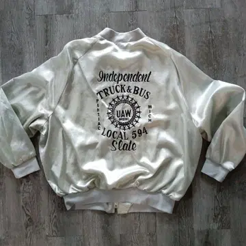 구제 의류 USA AristJac 나일론 바시티 자켓 실버 XXL