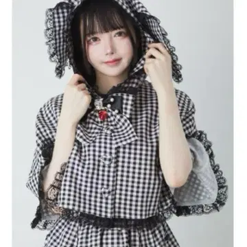 [ 미사용 새상품 ] Ank Rouge 토끼 체크 케이프 블랙