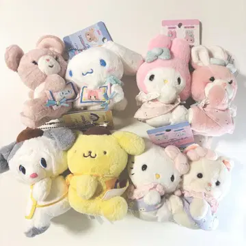 산리오 요시토쿠 레트로 봉제 인형 컬렉션 마스코트 홀더 4개 세트