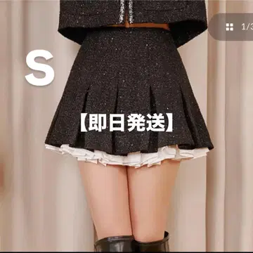 [ 당일 발송 ] Darich 스팽글 트위드 미니 스커트 BLK S