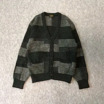 90s 빈티지 가디건 울 올 패턴 M 입체 레트로 올드