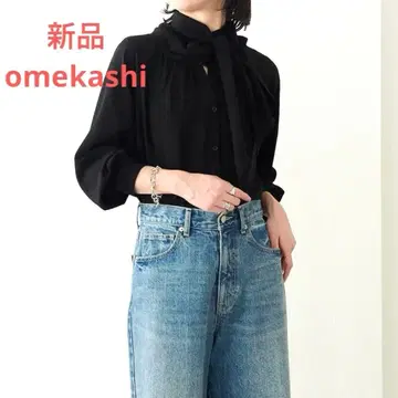 새상품 Omekashi 오프숄더 보타이 블라우스 오메카시
