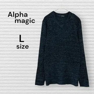 Alpha magic 다크 그레이 V넥 스웨터 니트 V넥 그레이