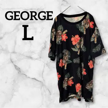 새상품급 GEORGE 트로피컬 하이비스커스 프린트 T셔츠 L 사이즈