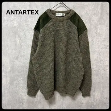 # ANTARTEX 올리브 그린 니트 스웨터 울 커맨드 니트