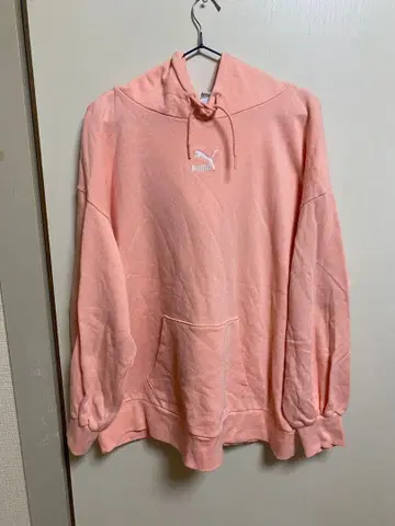 Puma 핑크 후드 부착 후드티 L 사이즈