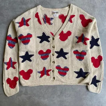 디즈니 니트 가디건 베이지 빨간색 블랙 M 10731