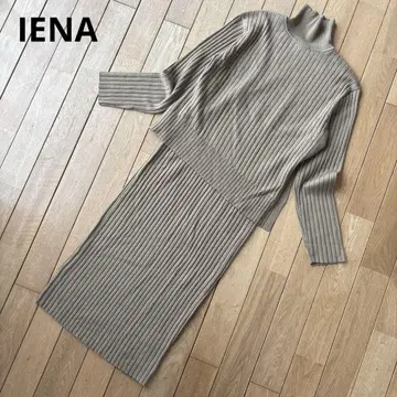 새상품급 IENA 브라운 리브 니트 터틀넥 원피스 베스트 포함 울